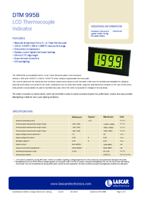 Thumbnail of document Data Sheet - DTM 995B Thermocouple Meter